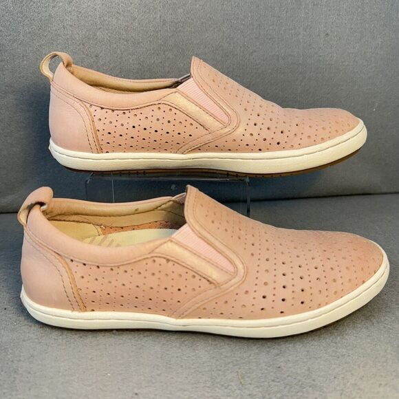 Taos Footwear Leather Sneakers Sz 6 Pink Court Shoe Perforated Slip-On Comfort - Picture 3 of 9